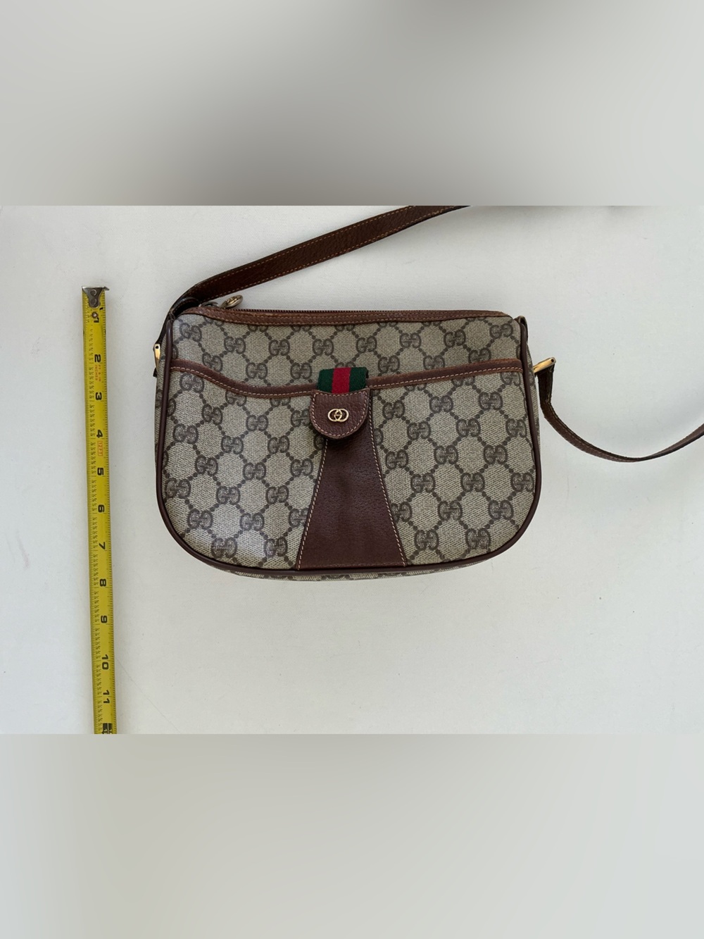 Gucci Vintage Gucci GG Supreme Crossbody Bag Web Stripe Monogram Shoulder Bag - Picture 16 of 16